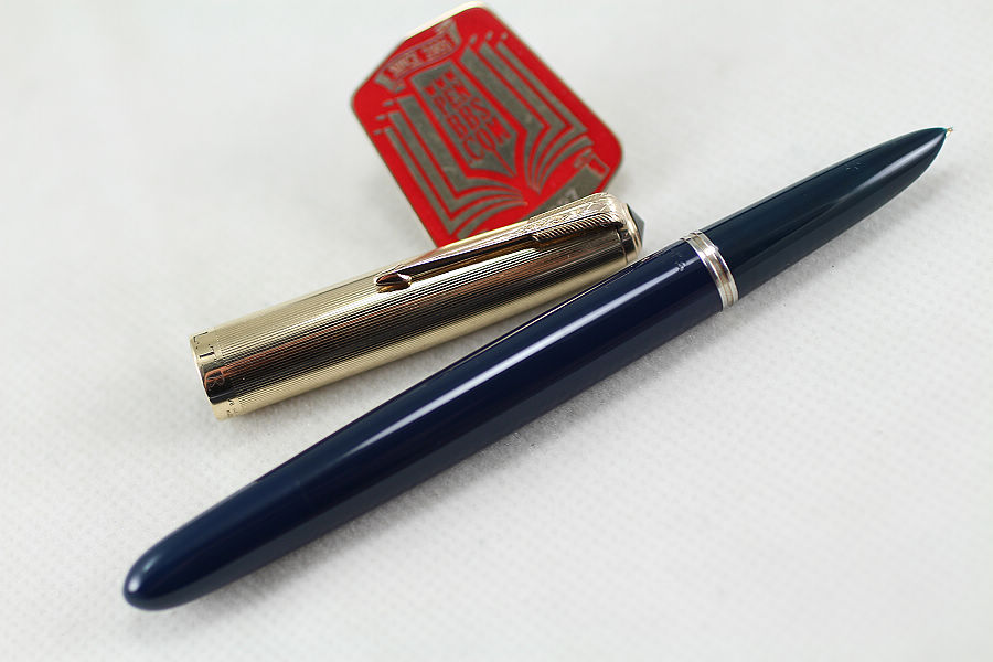 [long37仓库]第6069号派克51 1/8 14k包金条纹套蓝黑色钢笔